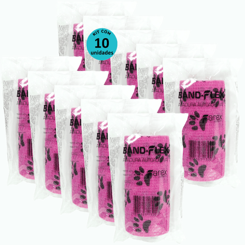 Atadura 10cm Rosa Com Patinhas Band-Flex Autoadesiva Para Animais Farex Kit Com 10 Atadura 10cm Rosa Com Patinhas Band-Flex Autoadesiva Para Animais Farex Kit Com 10